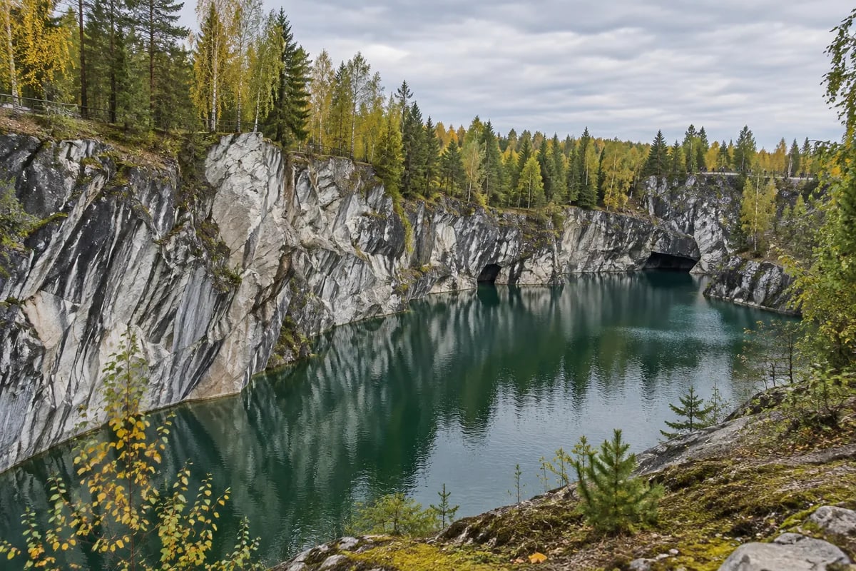 Мраморные скалы у воды